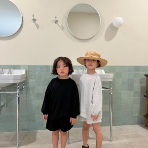 칸투치 25여름 두리 상하복 셋업 유아동 XS-XL (오트밀,블랙)