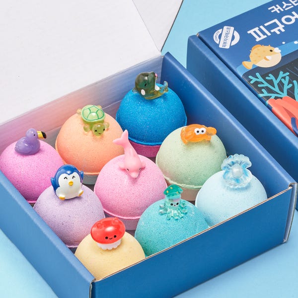 커스터블 피규어 배쓰밤 9구세트 거품 입욕제 베스밤 바다동물, 630g