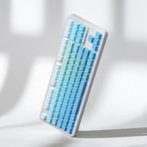 독거미 F87 Pro 기계식 키보드 AULA 아우라 화이트 하우징, 블루 키캡+그레이V4축