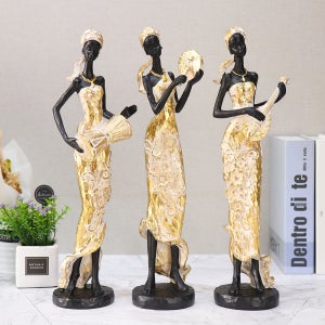 금박을 입힌 인테리어소품 악기 여인 3P 장식품 카페소품 개업선물 오브제