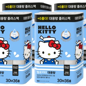 헬로키티 대용량 플러스팩 롤 화장지 30m, 36롤, 4팩