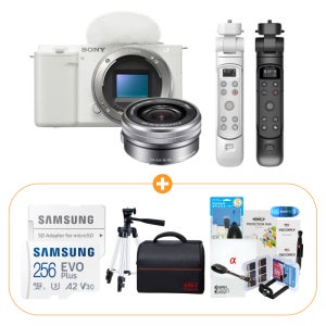 소니 미러리스 ZV-E10L-16-50mm 256GB 14종 유튜브 방송용 촬영용 카메라 슈팅그립 풀패키 화이트