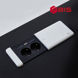 2구 빌트인 콘센트 - 슬라이딩 USB 매립형 홈카페 설치 멀티 전원선 BIS-202 안전 매립형콘센트