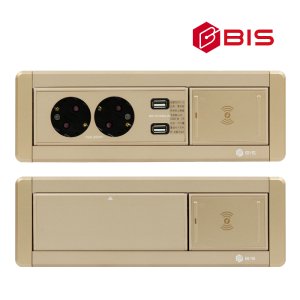 무선충전 회전 2구 2USB 매립형 빌트인콘센트-샴페인골드