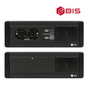 무선충전 회전 2구 2USB 매립형 빌트인콘센트-블랙