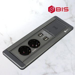 무선충전 회전 2구 2USB 매립형 빌트인콘센트-다크그레이