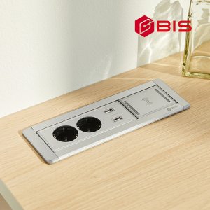무선충전 회전 2구 2USB 매립형 빌트인콘센트-실버