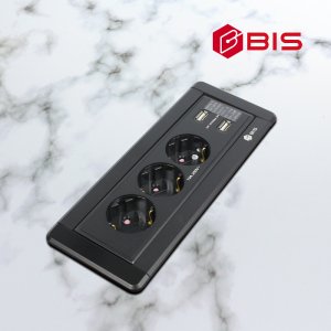 회전 3구 2USB 매립형 빌트인콘센트-블랙