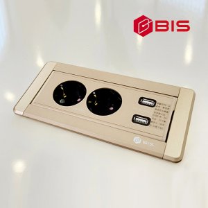 회전 2구 2USB 매립형 빌트인콘센트-샴페인골드