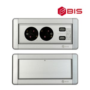 회전 2구 2USB 매립형 빌트인콘센트-실버