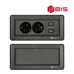 회전 2구 2USB 매립형 빌트인콘센트-다크그레이