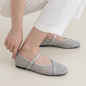 [오늘만추가할인] 하늘 랩 메쉬 메리제인 플랫슈즈 1cm 매쉬 플랫 슈즈 여름 데일리