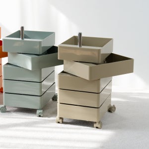 밀리 회전 서랍 이동식 수납장 5단 트롤리 웜그레이