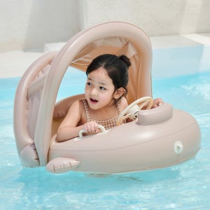 아띠래빗 보행기튜브 뒤집힘 방지 두돌 아기튜브 유아 물놀이 브라운비행기