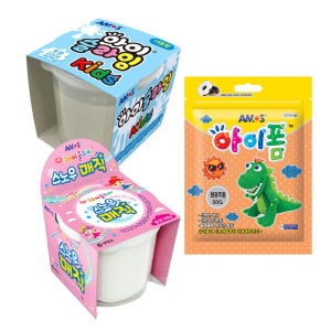 [공식몰] [슬라임 세트] 아이슬라임 키즈 투명 625g + 스노우매직 140g + 아이폼 50g 형광 파우치