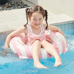 아띠래빗 어린이 원형 튜브 키즈 유아 수영장 계속 물놀이튜브 리본핑크 65cm