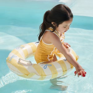 아띠래빗 어린이 원형 튜브 키즈 유아 수영장 계속 물놀이튜브 리본옐로우 65cm