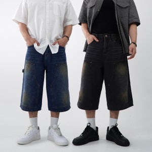 1+1 카펜터 남자7부청바지 버뮤다청반바지 남자데님버뮤다팬츠