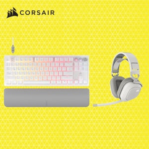 커세어 K70 PRO TKL MGX + HS80 MAX RGB 무선 게이밍 키보드 헤드셋 세트 화이트