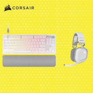 커세어 K70 PRO TKL MGX + HS80 RGB 무선 게이밍 키보드 헤드셋 세트 화이트