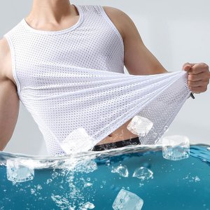 남자 여름 메쉬 통풍 나시 티셔츠 이너 기능성 민소매 스포츠 쿨티 시원한 냉감 작업복