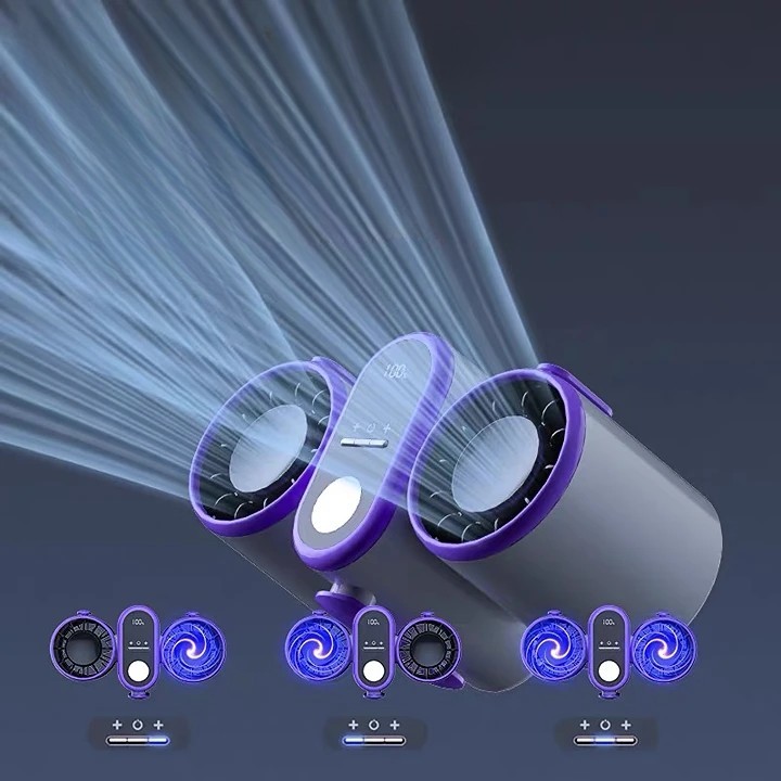 듀얼 헤드 허리에 차는 선풍기/핸즈프리 강풍/캠핑 필수템/보조배터리 겸용/USB충전