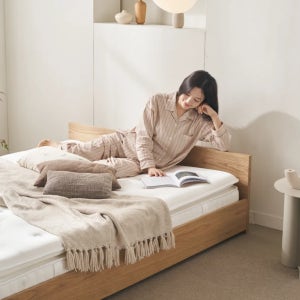 여백 북미산 오크 저상형 호텔 침대 프레임 S, 우드