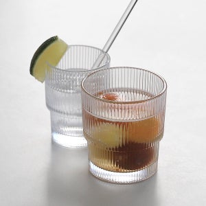 주름 유리컵 데일리 스택 잔 홈카페 물컵 320ml, 1개