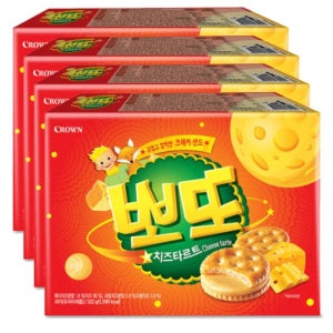 치즈샌드 과자 뽀또 치즈타르트 어른들 어린이 사무실 간식 322g 4팩