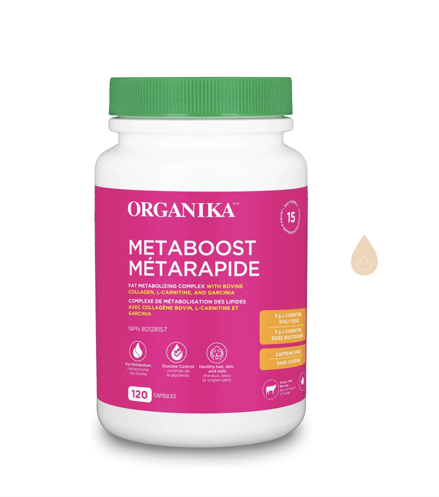 Organika Metaboost 팻버너 <b>지방</b>분해 파우더 120캡슐