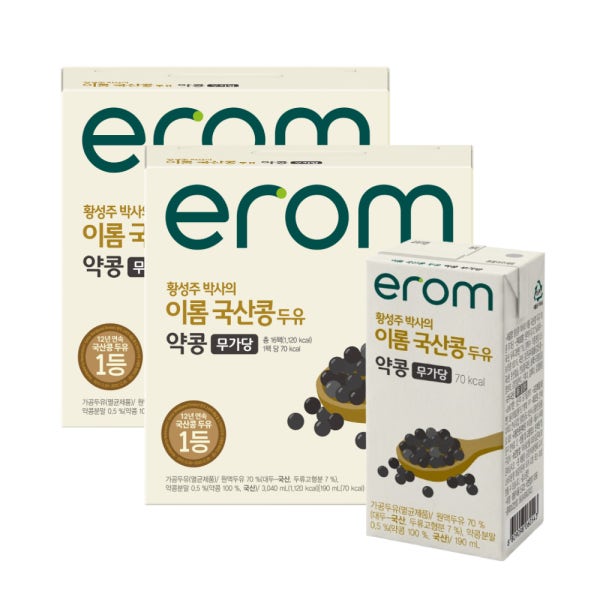 [슈퍼적립] 이롬 황성주박사의 국산콩두유 약콩 무가당 190ml x 32입