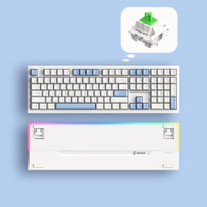 SPM PL108W 아라 풀배열 유무선 사무용 기계식키보드 화이트, 몽돌 화이트축