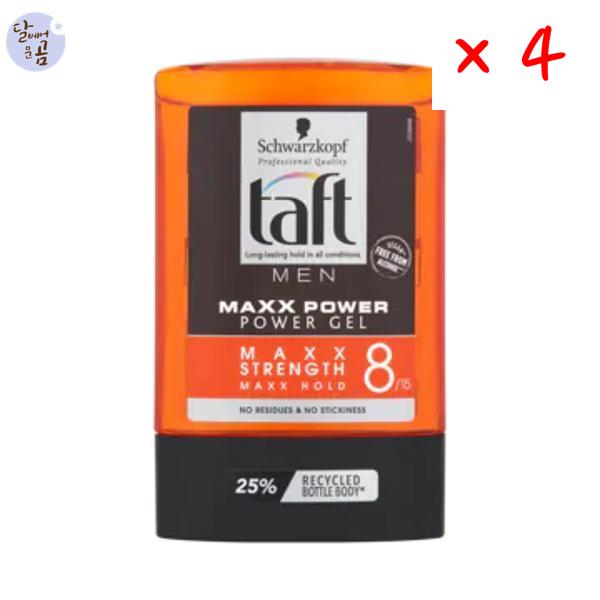 Taft 태프트 <b>맥스 파워</b> 홀드 8 헤어 젤 <b>포 맨</b> 라지 300ml 4개
