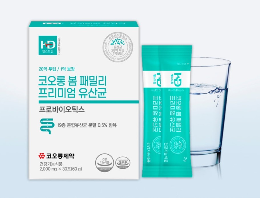 코오롱제약 코오롱 봄패밀리 <b>프리미엄</b> 유산균 <b>과민성</b> 대사 <b>대장</b> 갱년기 2g 30포, 1개