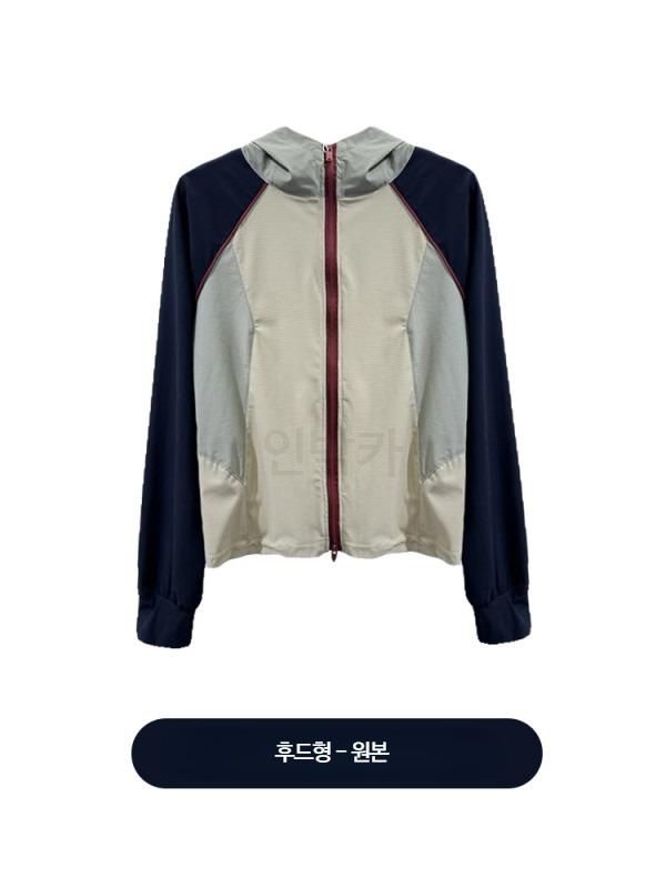 복고 배색 후드 숏 자켓 여성 가을 루즈핏 긴팔 아우터 M-XL 인박카28368 A_컬러블록 후드