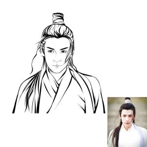 커스텀 핸드페인팅 직접 그린 심플라인 인물 일러스트레이션 프로필 소장용 비지니스용 반려동물 로고 제작 가능