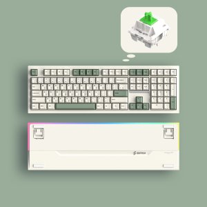 SPM PL108W 아라 풀배열 유무선 사무용 기계식키보드 베이지, 몽돌 화이트