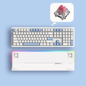 SPM PL108W 아라 몽돌 풀배열 유무선 사무용 기계식키보드 화이트, 저소음 새벽축 리니어
