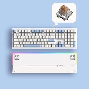 SPM PL108W 아라 몽돌 풀배열 유무선 사무용 기계식키보드 화이트, 저소음 새벽축 택타일