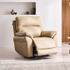 시트앤모어 골드버그 1인 천연소가죽 전동 리클라이너 소파
