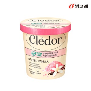 빙그레 끌레도르 클린라벨 솔티드 바닐라 474ml 1개 파인트 아이스크림