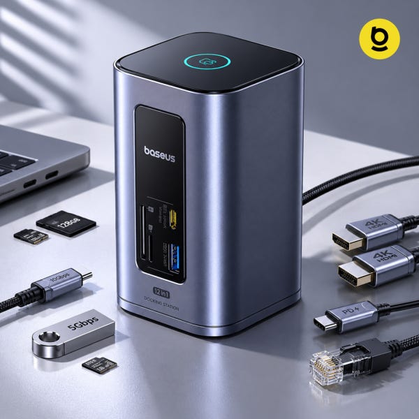 베이스어스 도킹스테이션 USB 허브 노트북 멀티 포트 C타입 12포트 스페이스메이트 노모스
