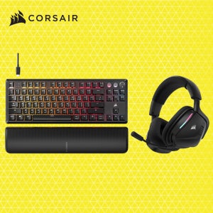 커세어 K70 PRO TKL MGX + VOID v2 RGB 무선 게이밍 키보드 헤드셋 블랙 세트