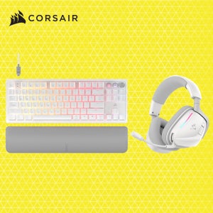 커세어 K70 PRO TKL MGX + VOID v2 RGB 무선 게이밍 키보드 헤드셋 세트 화이트 세트