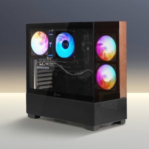 주연테크 카운터 D6 우드스타일 미들타워 ATX PC 케이스 블랙