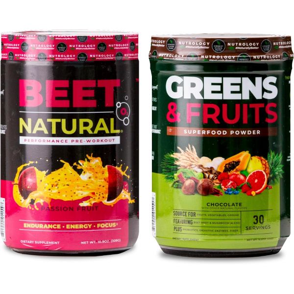 뉴트리지 그린 &amp; 일 파우더자연 유래 <b>슈퍼</b>푸드 초콜릿(30인분) 비트 내추럴 O2 <b>운동 전</b> 파우더 패션 프루트 맛(30인분)