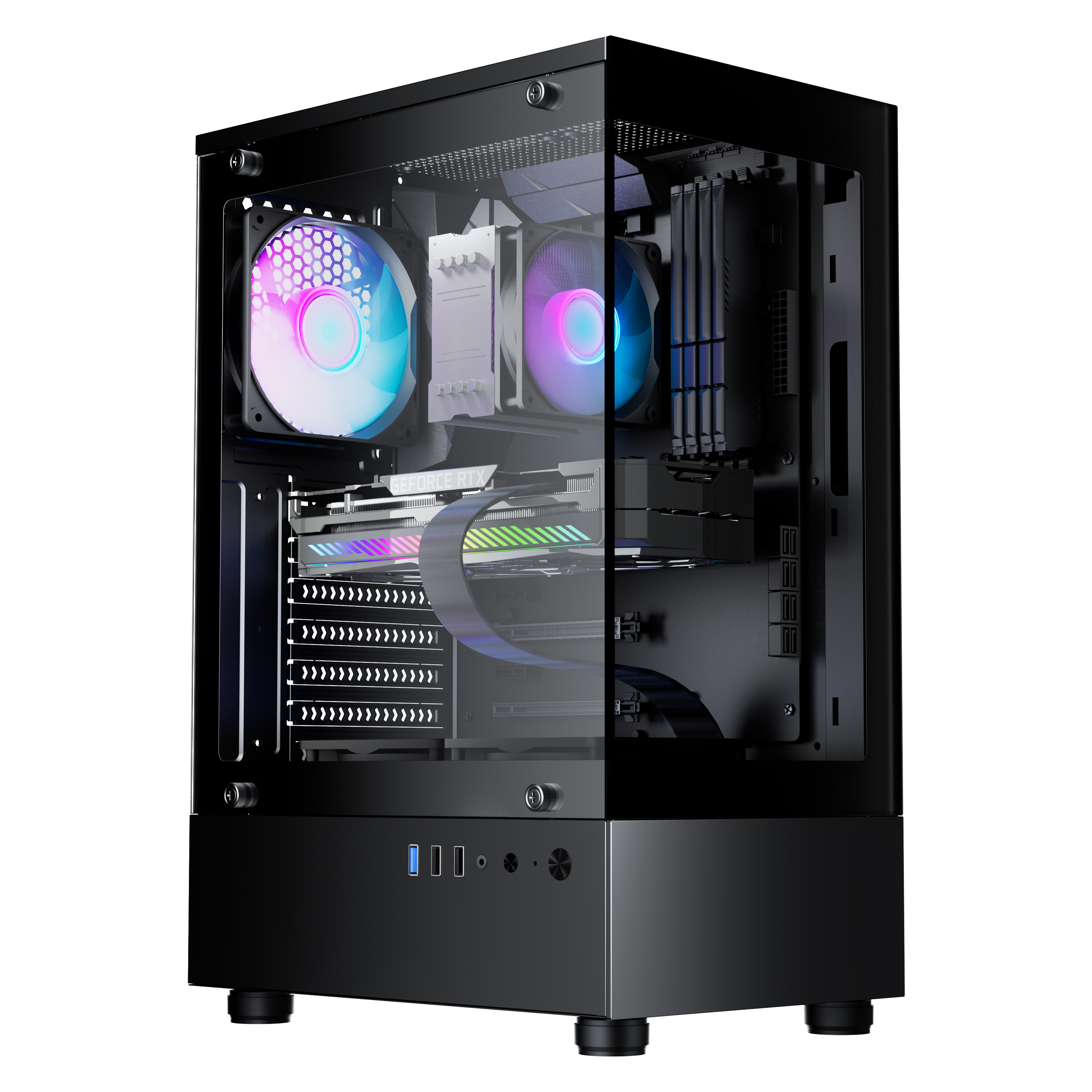 투민시스템 TA100 RGB 강화유리 어항미들케이스 블랙