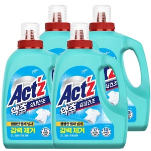 액츠 액체세제 액츠 퍼펙트 실내건조 3L 4개 일반드럼 겸용
