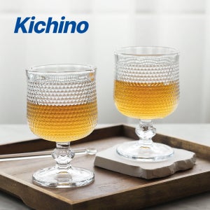 키치노 하이덴 고블렛 잔 185ml 도트 4p 세트 유리컵 와인잔 물컵 주스 VV