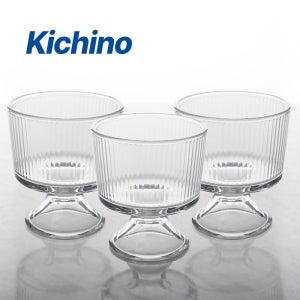 키치노 루체 아이스크림 볼 스트라이프 4p 세트 디저트 빙수 볼 유리 300ml VV